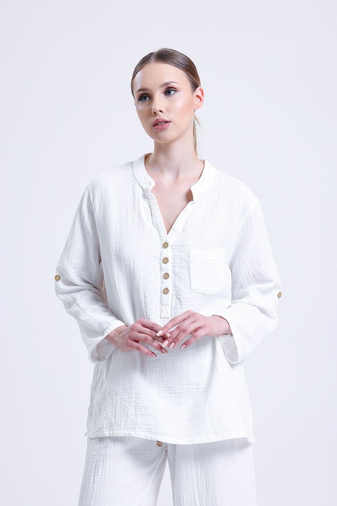 women muslin shirt white